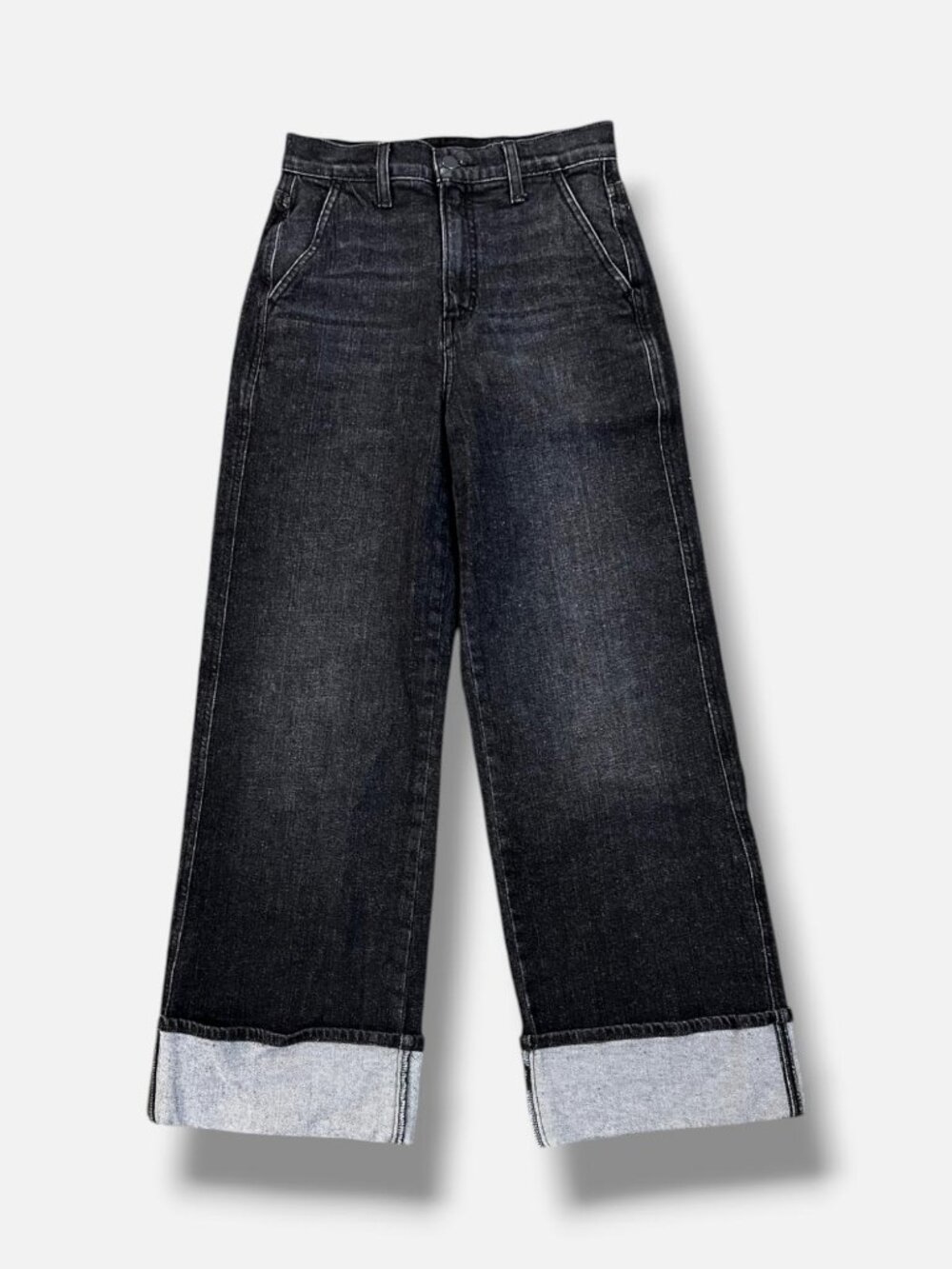 Joes Jeans Women's Black Cuffed Wide Leg Jeans Pants Size 25